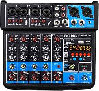 Amazon | BOMGE 6チャンネルミニオーディオミキサーコンソール、USB